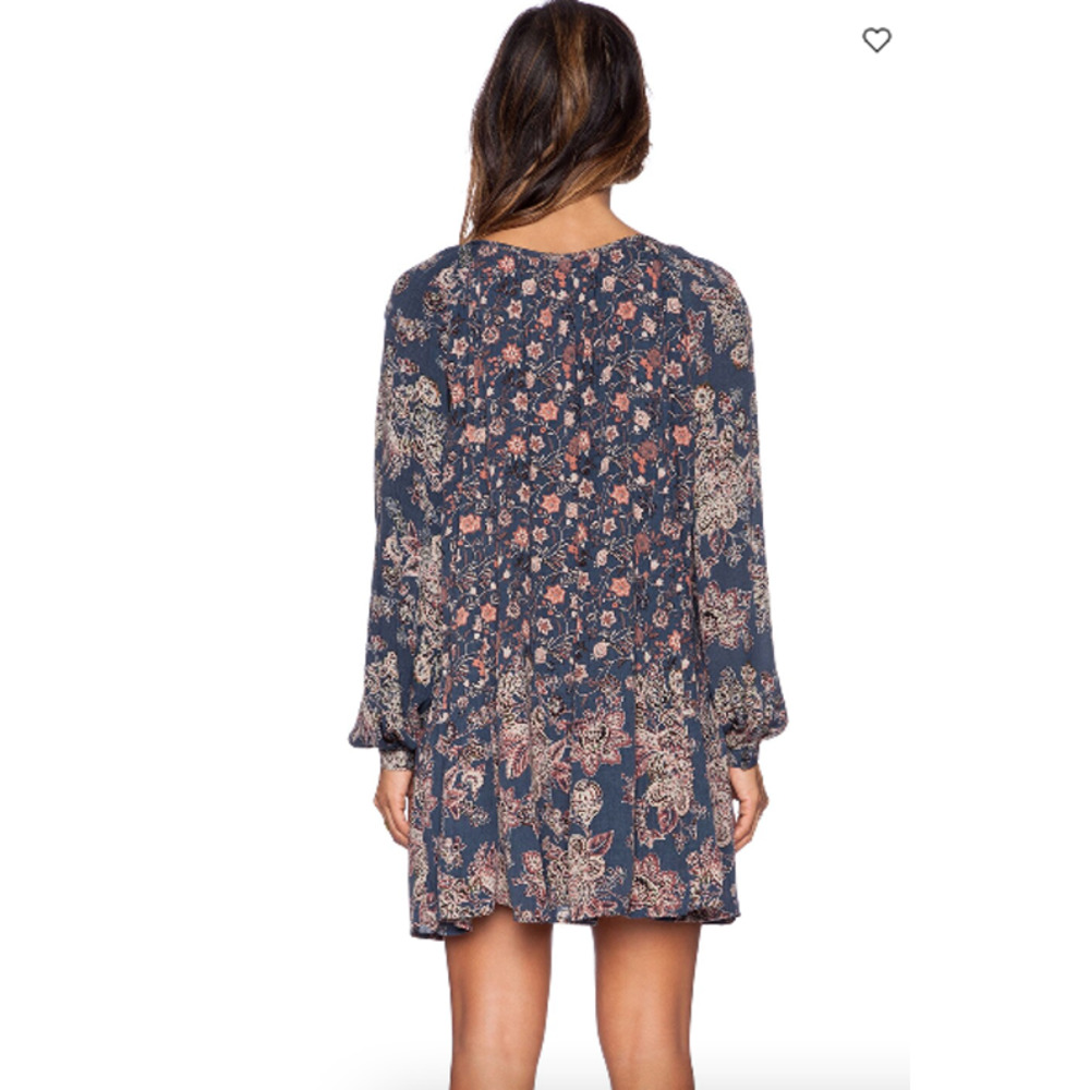 Free People Lucky Loosey Dress Indigo Blue, Paisley Boho Dress - Picture 4 of 12